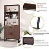 75.9" 2PCS Modern Open Bookshelf Suite Walnut, Bookcase Suite with Storage drawers and LED Strip Lights, Free Standing Display Rack-Maison Boucle - 4 of 4
