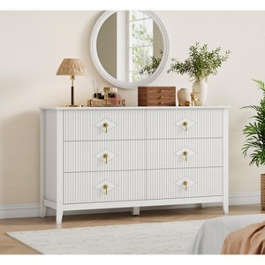 Dresser for Bedroom with 6 Drawers, 54" Extra Wide Modern Chest of Drawers with Metal Handle - 1 of 4