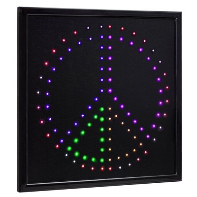 Peace Sign Framed LED Sign Black - Crystal Art Gallery