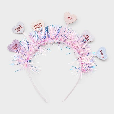 Valentine's Day Tinsel Conversational Heart Headband : Target