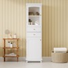 Okak Tall Freestanding Bathroom Cabinet with Glass Doors & Drawers,Floor Storage Cabinet Unit for Bathroom,Kitchen - 3 of 4