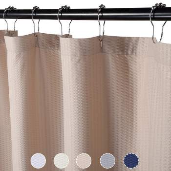 Soft Microfiber Fabric Shower Curtain or Liner with Decorative Embossed Pattern, Water Repellent