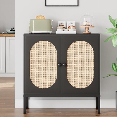 coucheta Modern Buffet Storage Cabinet with 2 Doors, Coffee Bar Cabinet with Adjustable Shelves, for Kitchen Room, Dining, Living Room, Black