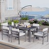 YOOCOZZ Acacia Wood 7-Piece Patio Dining Table Set for 6 with 70.8" Rectangle Table Cushions-Beige+Gray - 3 of 4