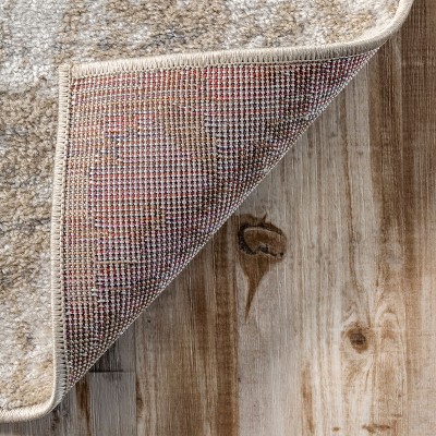 Beige Abstract Synthetic 8' x 10' Oval Area Rug