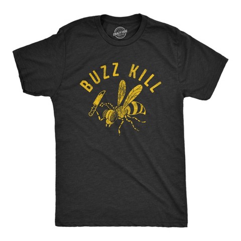 Мужские футболки Crazy Dog T-Shirts, Inc. Mens Buzzkill T Shirt Funny Sarcastic Killer Bee Joke Knife Graphic Tee for Guys - Crazy Dog Men's T Shirt With Sarcastic Sayings Black XL