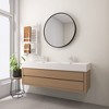 59 x 18 in. Solid Surface Wall Mount Bathroom Double Vessel Sink with Faucet Holes in Matte White - 2 of 4