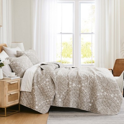 Ashanti Bone Full Microfiber 3-Piece Quilt Set