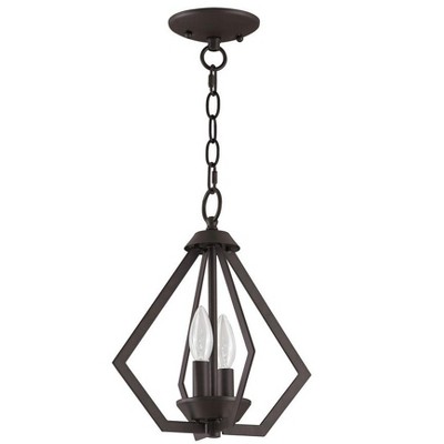 Bronze Mini 2-Light Industrial Candle Chandelier