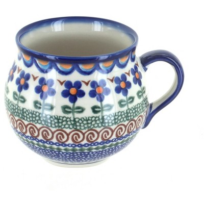 Blue Rose Polish Pottery Aztec Flower Bubble Mug