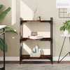 vidaXL Smoked Oak 3-Tier Bookcase - Engineered Wood and Metal Frame - Space-Saving Home Decorative Bookshelf - 2 of 4