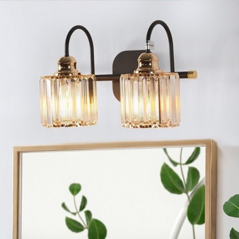 Exbriteusa 2-light Wide Gold Crystal Bathroom Vanity Lights, : Target