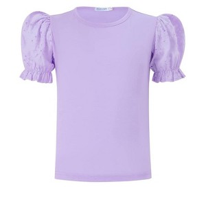 Girls Puff Sleeve Blouse Round Neck Ruffle Sleeve Shirts Girls Shirts - 1 of 4