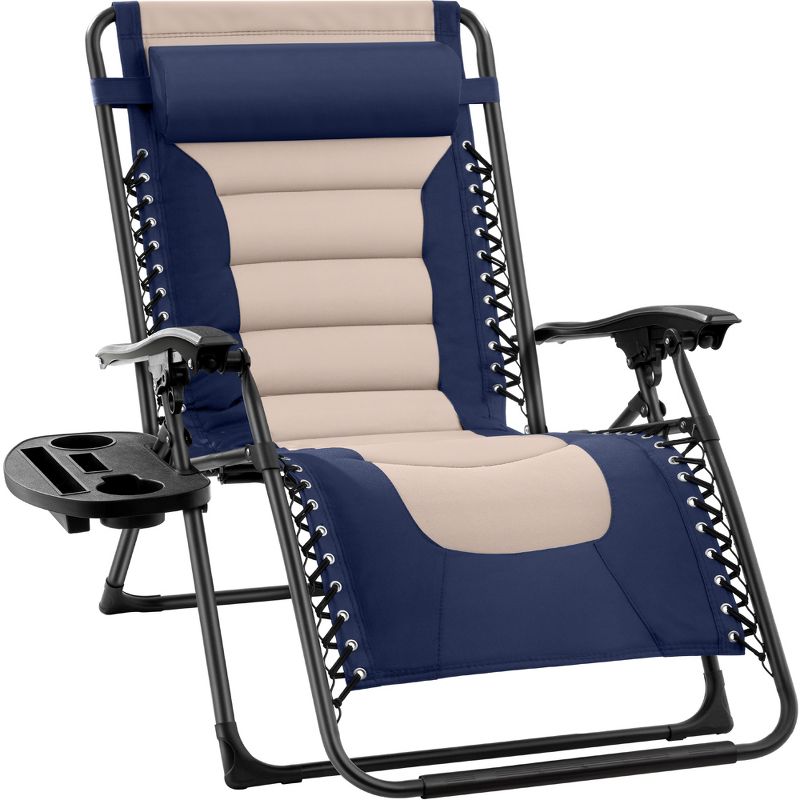 Best Choice Products Oversized Padded Zero Gravity Chair, Folding Outdoor Patio Recliner w/ Side Tray, 1 of 8
