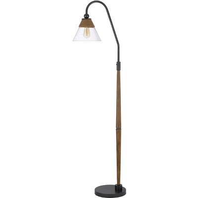 Cal Lighting BO-3128FL 60W Hinton Downbridge Rubber Wood/Metal Floor Lamp with Glass Shade