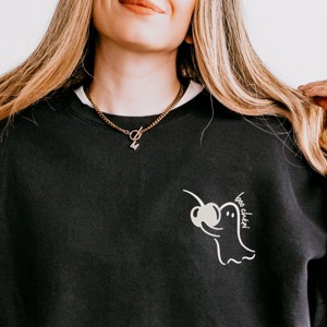 Simply Sage Market Embroidered Boo Cheri Ghost Lightweight Garment Dyed Sweatshirt - 1 of 4