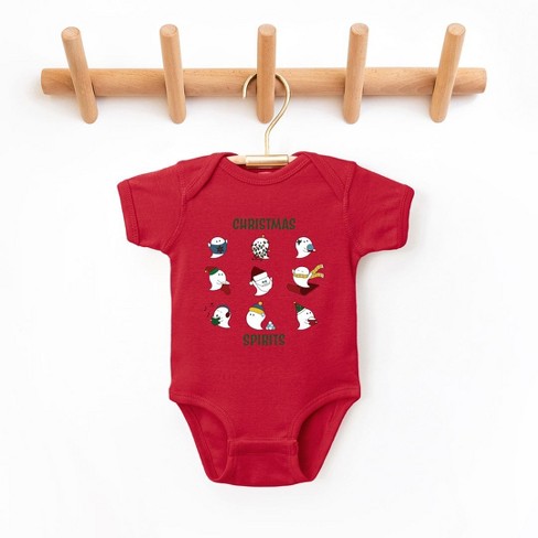 The Juniper Shop Christmas Spirits Green Words Baby Bodysuit - Newborn - Red - image 1 of 3