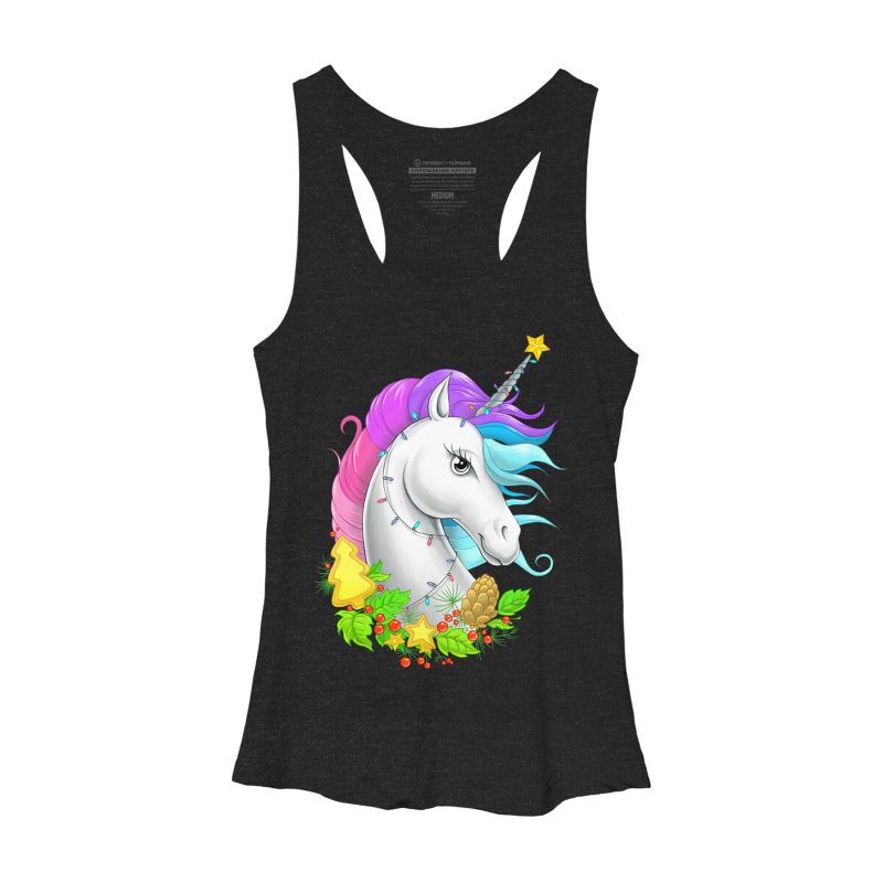 Women's Design By Humans Christmas unicorn By NikKor Racerback Tank Top, 1 of 4