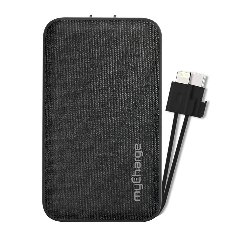 myCharge PowerHub Plus 6000mAh/15W Output Power Bank with Integrated Charging Cables - Black, 6 of 7