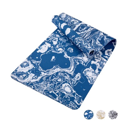 VisioGear Yoga Mat, Exercise Yoga Mat with Non-Slip Design, Multi-Purpose Workout Mat for Women, Blue & White, 72"*24"*0.2"