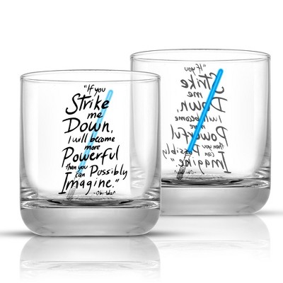 Star Wars New Hope Obi-Wan Kenobi Blue Lightsaber Short Drinking Glass - 10 oz - Set of 2