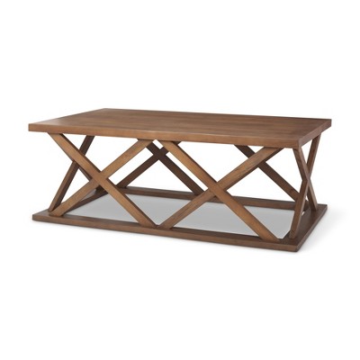 HomeRoots 48" Brown Solid Wood Geo Frame Coffee Table