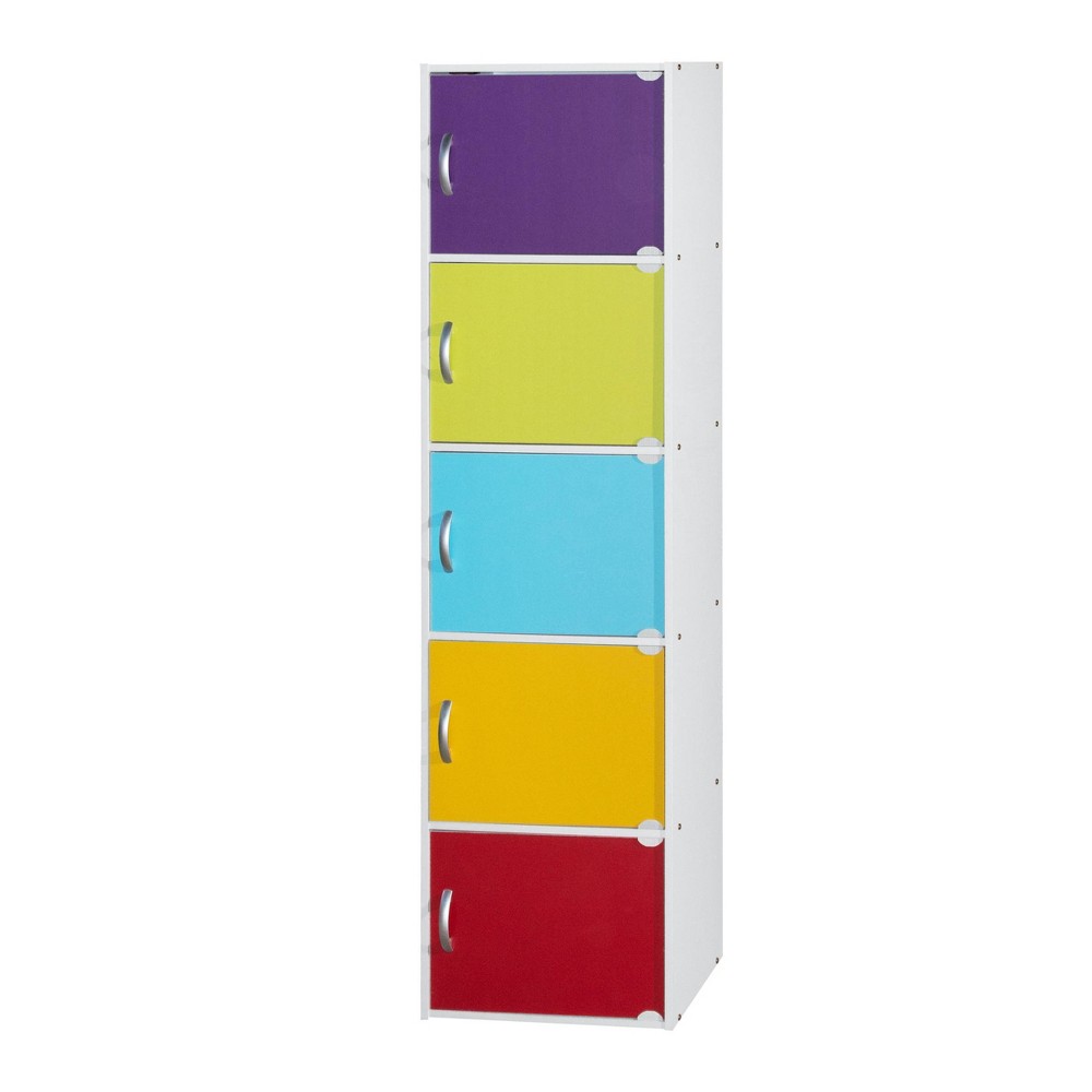 Hodedah 5-Shelf, 5-Door Multi-purpose Cabinet, Rainbow