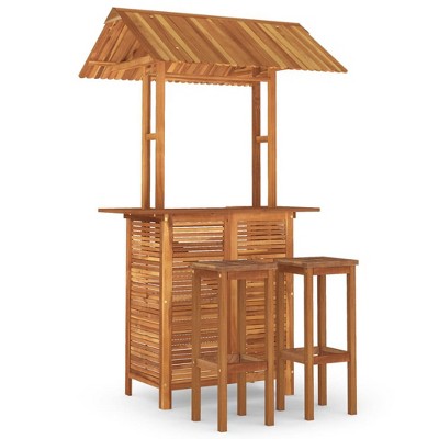 vidaXL Patio Bar Set Garden Outdoor Balcony Table and Chair Solid Wood Acacia