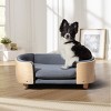 Bulldog 26.4" Width Small Dog Beds With Removable Washable Cover, Velvet Cushion With Solid Wood legs and Bent Wood Back-The Pop Home - 3 of 4