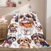 Shih Tzu Cartoon Pattern Flannel Throw Blanket, Digital Print Polyester Soft Cozy All Seasons Home Decor Gift, Christmas Gift. - 2 of 4