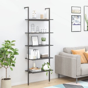 vidaXL 5-Tier Leaning Shelf Black 25.2 in.x13.8 in.x72.8 in. - 1 of 4