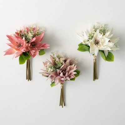 Sullivans 11.5" Artificial Lotus Blossom Bush Set of 3