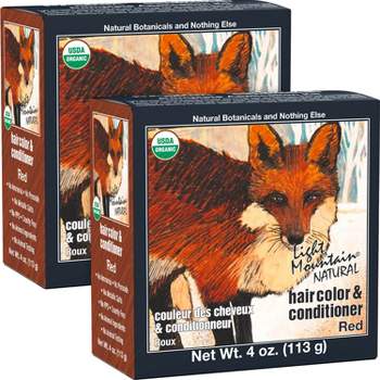 Light Mountain Henna Hair Color & Conditioner, Red, Organic Henna Leaf Powder, Chemical-Free, Semi-Permanent Hair Dye, 4 oz (Pack of 2)