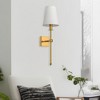 DORESshop 5.9 in.1-Light Gold Mid-Century Wall Sconce with White Fabric Shade for Bathroom Hallway - 2 of 4