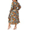 Agnes Orinda Women's Plus Size Floral Printed Ruched Tiered Ruffle Hem V Neck Long Sleeve Flowy Beach Casual A-Line Midi Dresses - 4 of 4