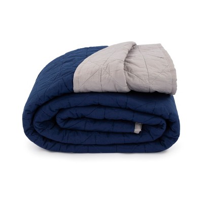 Navy and Gray Reversible Full Cotton Quilt