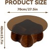 PAKASEPT Round Coffee Table with Wood Legs, 27.5" Glass Coffee Tables for Living Room Rustic Circle Center Cocktail Table with Tempered Glass-Top - 2 of 4