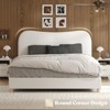 AMERLIFE Boucle Bed Frames, Upholstered Platform Bed with Curved Shaped Headboard, Cream - 2 of 4