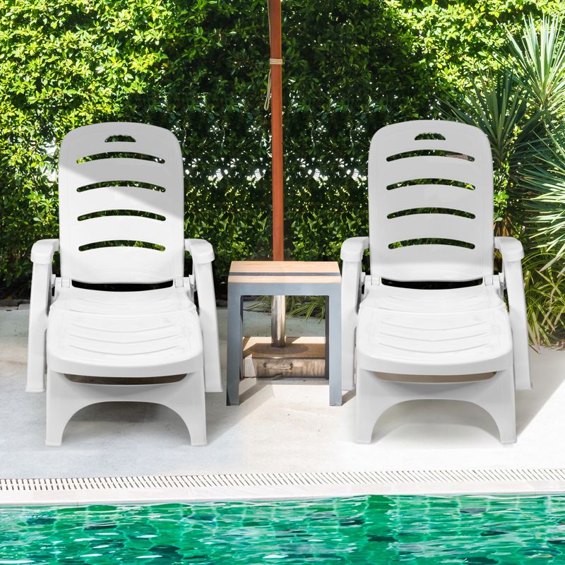 Tangkula 2 PCS Patio Chaise Lounge Chair 5-Position Folding Recliner for Beach Poolside Backyard, 2 of 11