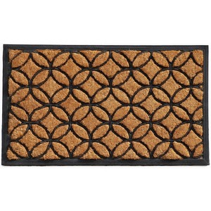 HomeRoots 24" X 36" Black And Natural Geometric Outdoor Coir And Rubber Door Mat - 1 of 4