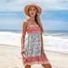 Women's Pink & Aqua Sleeveless Floral Square Neck Mini Dress - Cupshe - image 2 of 4