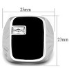 Slickblue Men’s Fashion Ring, Polished Stainless Steel, Black Epoxy with CZ Crystal, Modern Oblong Design, Sizes 8-13 - 2 of 4
