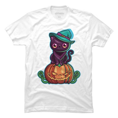 Men's Design By Humans Ferociously Cute Halloween Vampire Witch Kitty Cat By LittleBunnySunshine T-Shirt