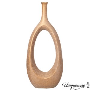 Uniquewise Fiberglass Floor Vases Modern Bohemian Ornamental Oval Design with Open Center for Entryway Living Room - 1 of 4