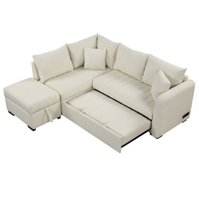 NicBex Modern Pull Out Sofa Bed Convertible Sleeper Sofa with Storage Ottoman and USB Ports for Living Room
