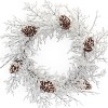 Iced Twig Pinecone Wreath – 24"D Frosted Winter Christmas Wreath Plastic Holiday Accent by Melrose - 3 of 3