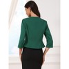 Allegra K Women's Open Front Collarless 3/4 Sleeve Peplum Business Work Suit Blazer - 3 of 4