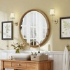 Racxily 23.62" Round Wood Frame Wall Mirror, Natural Wooden Circle Mirror for Bathroom & Entryway, Mid-Century Modern - 3 of 4