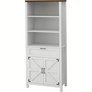 Acekool Farmhouse 6-Shelf Bookcase - Storage Cabinet with Drawer & Adjustable Shelves - 1 of 4