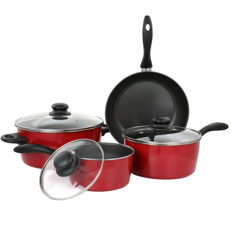 Gibson Home Armada 7 Piece Nonstick Carbon Steel Cookware Set in Red, 1 of 10